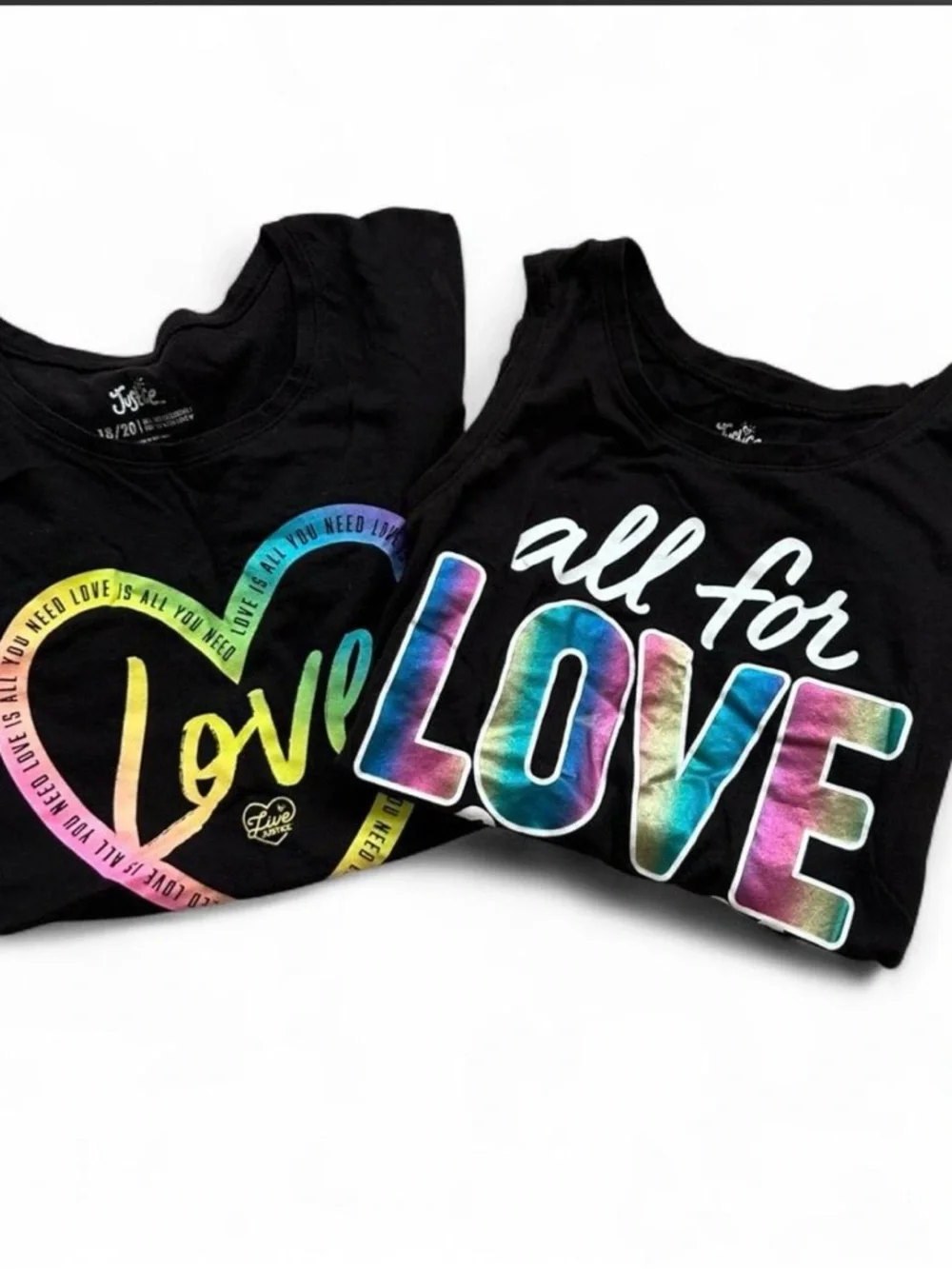 Justice Graphic Tank and T-shirt lot Girls - Tie-Dye Lettering Size 18/20